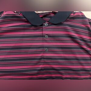 Walter Hagen Navy and Pink Striped Shirt